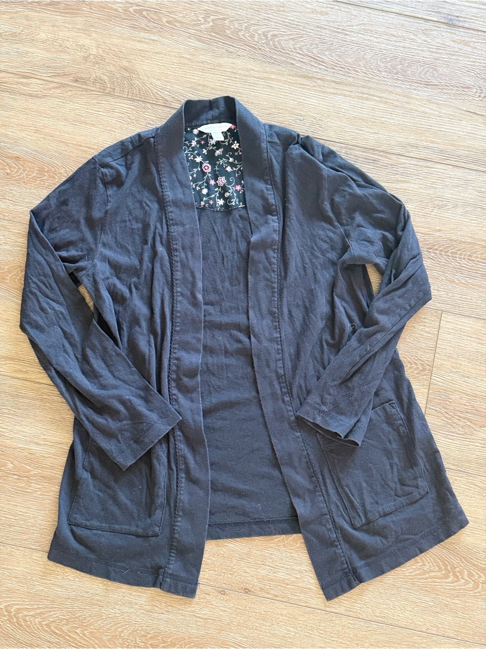 Women's Black Open-Front Cardigan Jacket